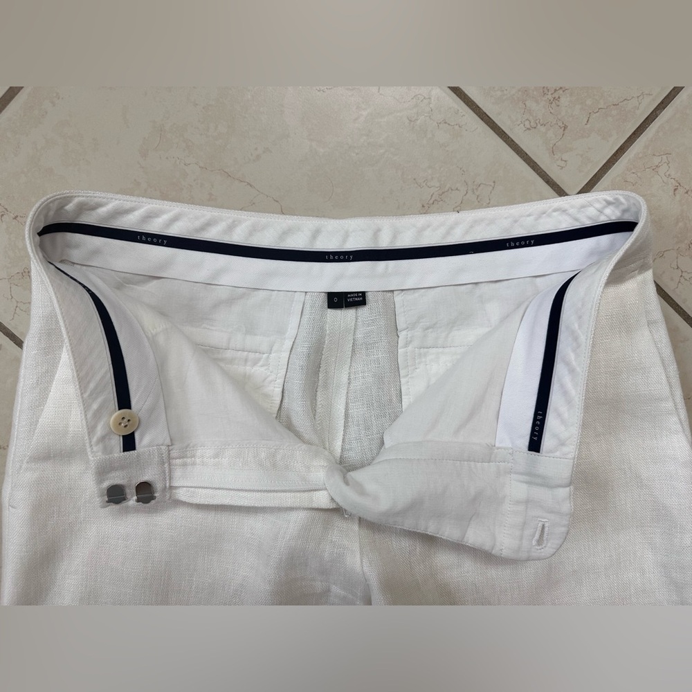 Theory Women’s White Linen Pants - Picture 3 of 8